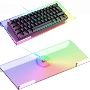 SELORSS Clear 366 Kinds RGB Acrylic Tilted Computer Keyboard Holder,PC Keyboard Stand Tray Holder for Easy Ergonomic Typing and Working at Home and Office Upgraded Version