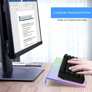 SELORSS Clear 366 Kinds RGB Acrylic Tilted Computer Keyboard Holder,PC Keyboard Stand Tray Holder for Easy Ergonomic Typing and Working at Home and Office Upgraded Version