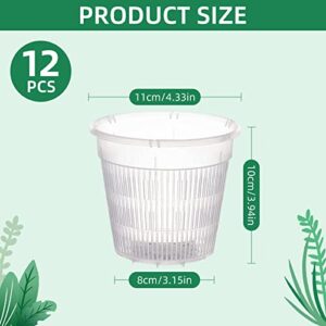 Ohiyoo Orchid Pot 4 inch Orchid Pots with Holes 12 Pcs Clear Plastic Orchid Pots Slotted Orchid Pots for Repotting Clear Nursery Pots Net Pots Plastic Flower Plant Pot Indoor Outdoor (4.3inch, 12pcs)