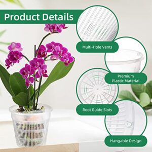 Ohiyoo Orchid Pot 4 inch Orchid Pots with Holes 12 Pcs Clear Plastic Orchid Pots Slotted Orchid Pots for Repotting Clear Nursery Pots Net Pots Plastic Flower Plant Pot Indoor Outdoor (4.3inch, 12pcs)