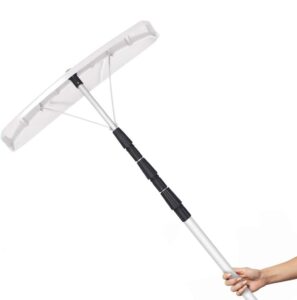 hysache snow roof rake, 21ft aluminum roof rakes for snow removal with twist-n-lock telescoping design, 6" x 25" blade, snow removal tool, extendable snow rake for snow/wet leaf/dribs, rooftop