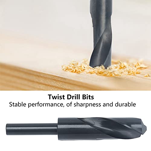 Reduced Shank Drill Bits HSS Twist High Accuracy Straight 1/2in Shank Drilling Tool 24.5mm / 0.96in Black