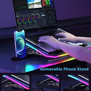 KeiBn Upgarde Laptop Cooling Pad, RGB Lights Laptop Cooler 6 Fans for 15.6-17.3 Inch Laptops, 7 Height Stands, 10 Modes Light, 2 USB Ports, Desk or Lap Use (A8,Blue)