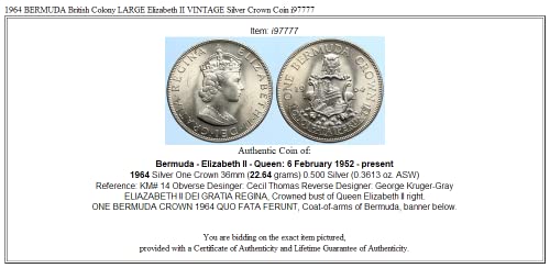 1964 BM 1964 BERMUDA British Colony LARGE Elizabeth II VI Crown Good Uncertified