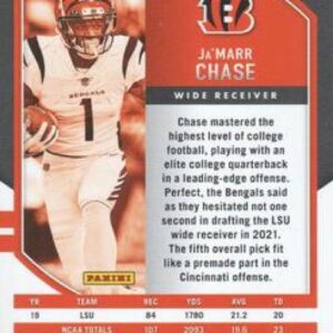 2021 Panini Absolute Retail #105 Ja'Marr Chase RC Rookie Card Cincinnati Bengals Official NFL Football Trading Card in Raw (NM or Better) Condition