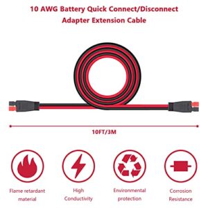 Billion wealth 12 AWG 10Feet 45A Battery Quick Connector Male to Female Extension Cable with 2Pack 4inch Red/Black Battery Quick Adapters Harness Compatible with Portable Power Station