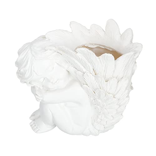 YARDWE Angel Figurine Pen Holder Succulent Planter Pot Angel Head Face Planter Pot Cement Cactus Flower Holder Bonsai Container for Indoor Garden Plants