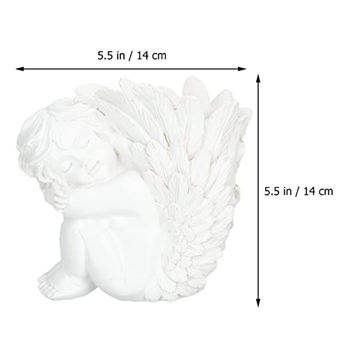 YARDWE Angel Figurine Pen Holder Succulent Planter Pot Angel Head Face Planter Pot Cement Cactus Flower Holder Bonsai Container for Indoor Garden Plants