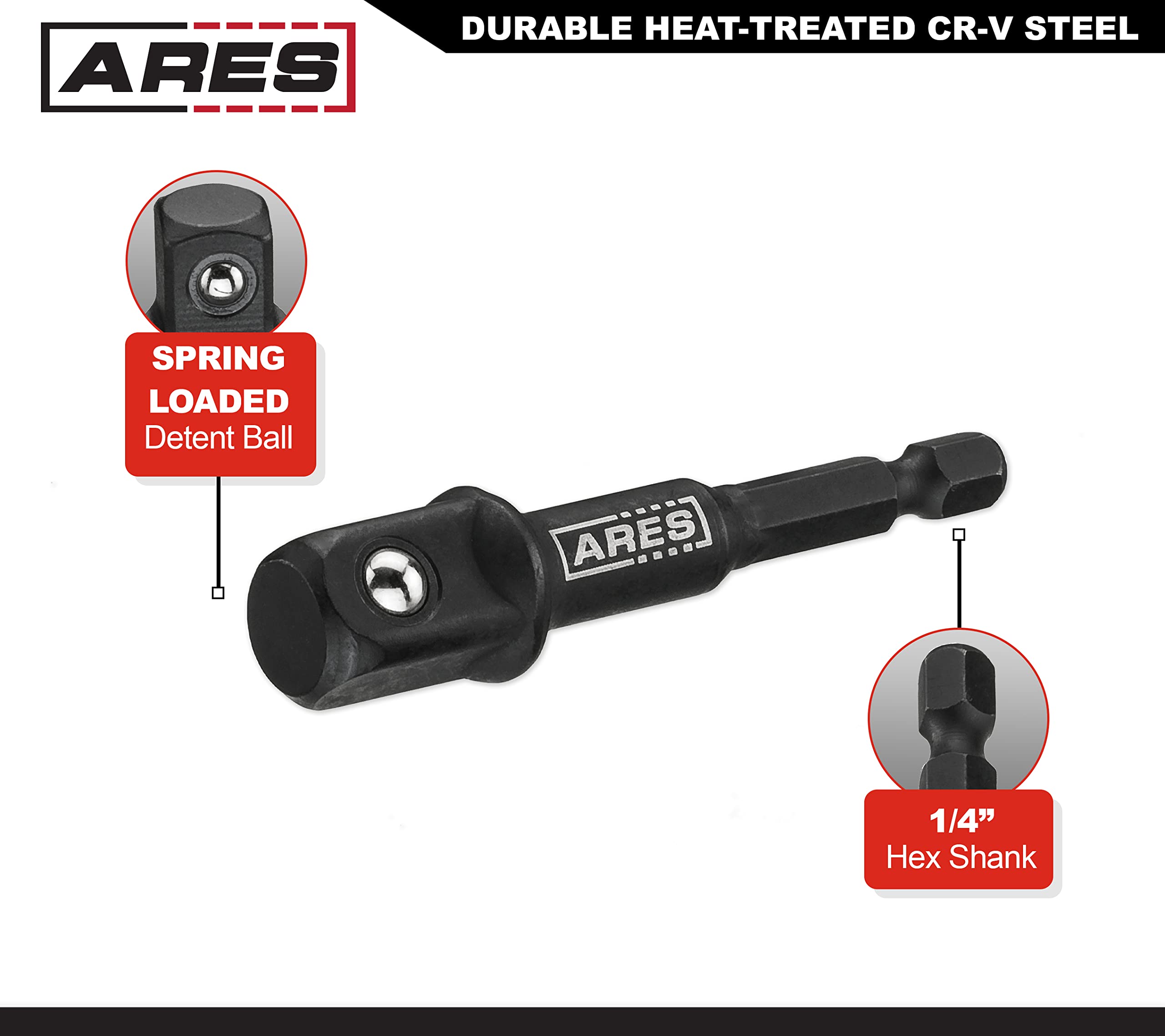 ARES 22022-3-Inch Impact Grade Socket Adapter Set - Turns Impact Drill Driver into High Speed Socket Driver - 1/4-Inch, 3/8-Inch, and 1/2-Inch Drive