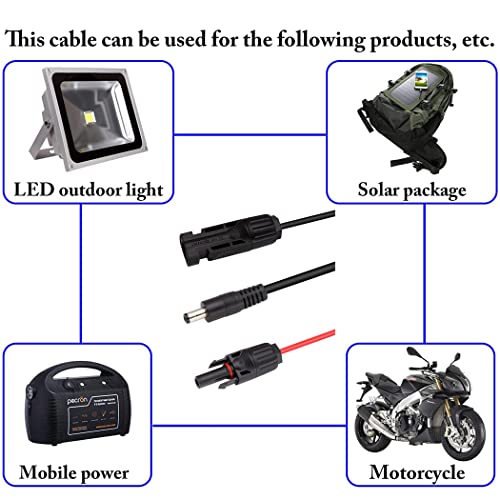 ZUYOOK Solar Panel Plug to DC 5.5mm x 2.1mm Male Adapter Cable MC-4 to DC Cable with DC 3.5x1.35mm,DC 5.5mmx2.5mm 6.3x3mm and DC8mmConverter for Solar Panel and Generator Connector 1.5m/5ft 16AWG