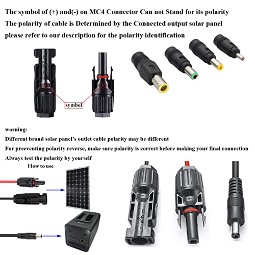 ZUYOOK Solar Panel Plug to DC 5.5mm x 2.1mm Male Adapter Cable MC-4 to DC Cable with DC 3.5x1.35mm,DC 5.5mmx2.5mm 6.3x3mm and DC8mmConverter for Solar Panel and Generator Connector 1.5m/5ft 16AWG