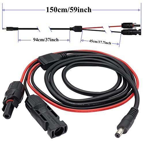 ZUYOOK Solar Panel Plug to DC 5.5mm x 2.1mm Male Adapter Cable MC-4 to DC Cable with DC 3.5x1.35mm,DC 5.5mmx2.5mm 6.3x3mm and DC8mmConverter for Solar Panel and Generator Connector 1.5m/5ft 16AWG