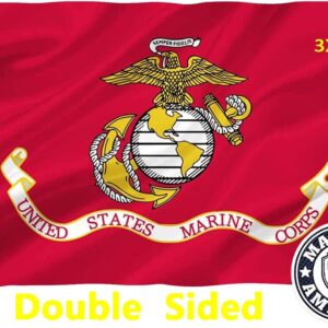 YOYNIIRE US Marine Corps USMC Flag 3x5 Outdoor Double Sided Heavy Duty Polyester US Military Army Flags Long Lasting with 2 Brass Grommets