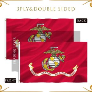 YOYNIIRE US Marine Corps USMC Flag 3x5 Outdoor Double Sided Heavy Duty Polyester US Military Army Flags Long Lasting with 2 Brass Grommets