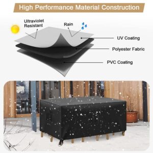 LBW Heavy Duty Outdoor Table Cover Waterproof of Rectangle ,73.2 "L x 47.2 "W x 28.3"H Patio Furniture Sets Cover for Garden Picnic Table 600D Cover for Table Chairs, Black