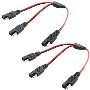 zuyook 18awg sae y splitter adapter cable sae y splitter 1 to 2 sae extension cable sae dc power automotive connector cable for solar panel and dc power supply connector cable 12inch/30cm (2pack)