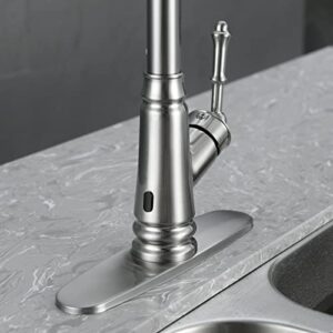 Touchless Kitchen Faucet with Pull Down Sprayer, Automatic Motion Sensor Hands-Free Kitchen Sink Faucet, Brushed Nickel