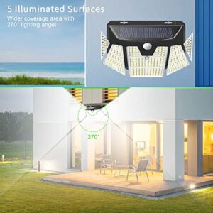 Solar Outdoor Lights, 310 LED Solar Motion Lights Outdoor IP65 Waterproof, 270 Degree Wide Angle 3 Optional Modes Solar LED Security Light for Garage Backyard Deck Steps Fence Driveway Porch Shed