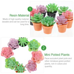 TOYANDONA 16pcs Miniature Bonsai Figurines Mini Potted Succulents Artificial Dollhouse Plant Miniature Desktop Collectible Statue for DIY Mini Gardening Decor