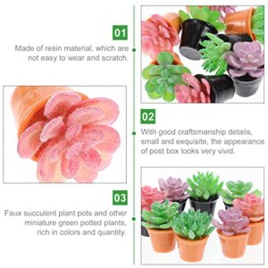 TOYANDONA 16pcs Miniature Bonsai Figurines Mini Potted Succulents Artificial Dollhouse Plant Miniature Desktop Collectible Statue for DIY Mini Gardening Decor