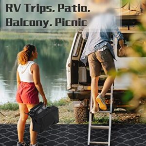 RVOLST Outdoor Rug Carpet Waterproof 6x9 ft-Patio Rug Reversible Portable RV Camping Rug Mat-Plastic Straw Outdoor Rug for Patio Decor Outside Rug for Picnic Balcony-Black and Gray