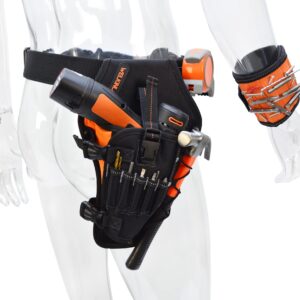 3-In1 Drill Holster Set w/Strong Magnetic Wristband & Solid 2 inch Belts for Men, Drill Holder, Tool Belt Drill Holder, 12v Power Tool Holster, Impact Holster, Impact Holder, Magnetic bit Holder