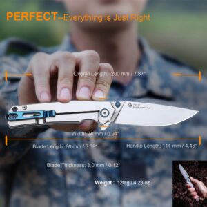 Ruike Tactical Folding Pocket Knife for men,14C28N Stainless Steel Blade,Frame Lock,EDC Small Camping Knives Belt Clip Carry,Lightweight Survival Flipper Microtech Elemental Fishing Gear Tool