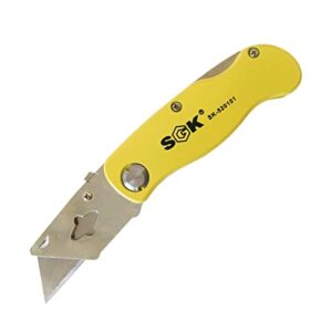 folding utility knife, edc utility knife, pocket utility knife, heavy duty box cutter, foldable sure-grip box opener knife with extra 5 pieces sk-5 blades