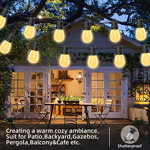 RTTY Outdoor String Lights 100ft Led with 32pcs S14 Plastic Bulbs,IP65 Weatherproof,Shatterproof String Lights for Outside,Yard,Patio