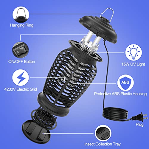 Bug Zapper, Electric Mosquito Zapper Outdoor, Insect Zapper Fly Traps Mosquito Killer Lamp for Home Patio