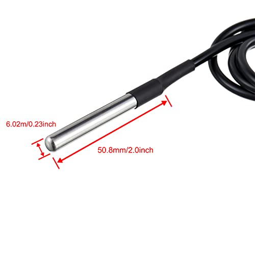 BOJACK DS18B20 1M Temperature Sensor Temperature Probe Stainless Steel Package Waterproof(Pack of 2 Pcs）