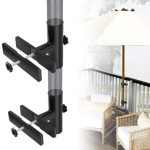 magacyo adjustable patio umbrella holder - outdoor umbrella base and stand metal clamp for fixed deck railing and poles