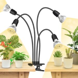 sansi led grow lights for indoor plants, 600w full spectrum gooseneck clamp grow lamp, 40w power plant light with high ppfd for seeding, lifetime free bulb replacement plant lights for indoor plants