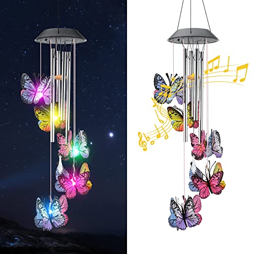 Solar Wind Chimes, Solar Butterfly Wind Chimes, Outdoor Solar Wind Chimes Change Colors, Decor Solar Butterfly Wind Chimes Lights for Patio Yard Garden Home