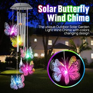 Solar Wind Chimes, Solar Butterfly Wind Chimes, Outdoor Solar Wind Chimes Change Colors, Decor Solar Butterfly Wind Chimes Lights for Patio Yard Garden Home