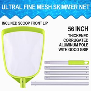 Sepetrel Pool Leaf Skimmer Net with 24-56 Inch Premium Pole,Medium Sized Ultral Fine Mesh Net for Cleaning Pool, Pond,Spa,Hot Tub