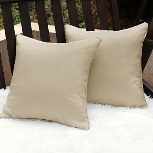 BONZER Outdoor Pillow Covers 18x18 Inch Waterproof Decorative Solid Square Throw Pillowcase for Outside Couch Chair Patio Porch, Yellow, Pack of 2