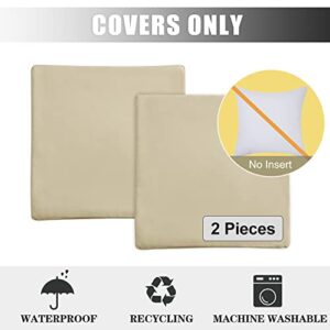 BONZER Outdoor Pillow Covers 18x18 Inch Waterproof Decorative Solid Square Throw Pillowcase for Outside Couch Chair Patio Porch, Yellow, Pack of 2