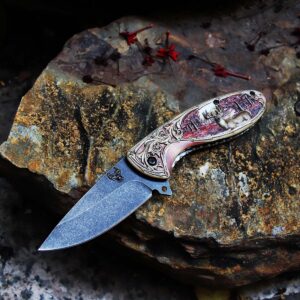 Outdoor Survival Folding Blade Knife- Fruit Utility Assisted Knife - 3d Deer Handle - Good For Collections