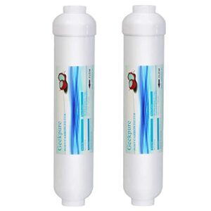 geekpure 10 inch inline post activated carbon water filter replacement cartridge for reverse osmosis system -1/4" npt thread-pack 2