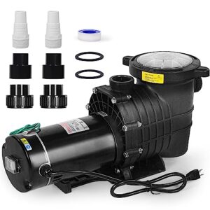 pool pump inground, 2hp 6825gph swimming pool pump, 110/220v dual voltage inground/above ground pool pump, self primming pool pump with strainer basket, 1.25" and 1.5" pipe fitting