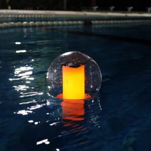 VISOFO Solar Floating Pool Lights for Swimming Pool | Outdoor Waterproof Decorations Solar Powered Flame Led Lamp Inground Pond Flickering Decor Party Event Night Above Ground IP68 (1 pcs)