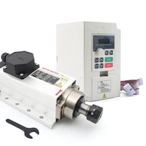 rattmmotor cnc spindle motor kit 220v, 2.2kw air cooled spindle motor square spindle motor er20+2.2kw vfd inverter 220v variable frequency drive single to 3 phase converter for cnc router machine
