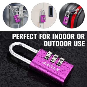 XTUFF Combination Lock-3 Digit Resettable Outdoor Waterproof Password Aluminum Lock, for School Gym Employee Sports Locker, Fence, Toolbox, Gate, Case, Suitcases, Set Your Own Combo Keyless Purple