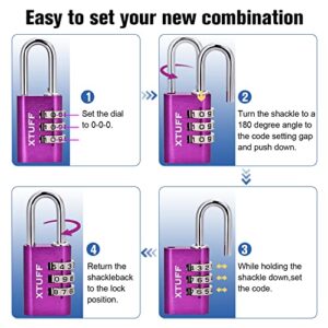 XTUFF Combination Lock-3 Digit Resettable Outdoor Waterproof Password Aluminum Lock, for School Gym Employee Sports Locker, Fence, Toolbox, Gate, Case, Suitcases, Set Your Own Combo Keyless Purple