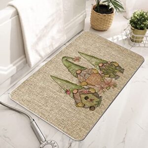 GAGEC Spring Door Mat Gnomes Flower Holiday Doomat Entrance Rug Farmhouse Home Kitchen Decoration Bathroom Floor FFront Door Mat Outdoor 17 x 27 Inch