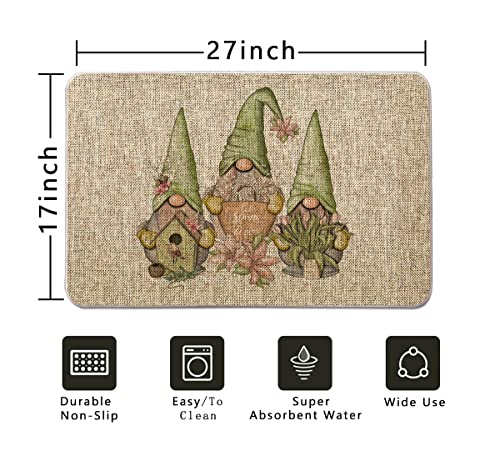 GAGEC Spring Door Mat Gnomes Flower Holiday Doomat Entrance Rug Farmhouse Home Kitchen Decoration Bathroom Floor FFront Door Mat Outdoor 17 x 27 Inch