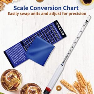 Cimalab Hydrometer Alcohol Meter, Hydrometer Alcohol 0-200 Proof and Tralle Hydrometer, Alcohol Proof Tester for Liquor/Moonshine/Proofing Distilled/Spirits/Distilled Alcohol Proof