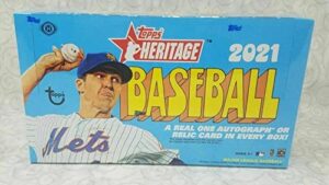 2021 topps heritage baseball factory sealed hobby mlb box in classic 1972 design 24 packs 9 cards per pack. possible to be a hot box with a chrome card in every pack amazing hits are possible. possible real one autographs too