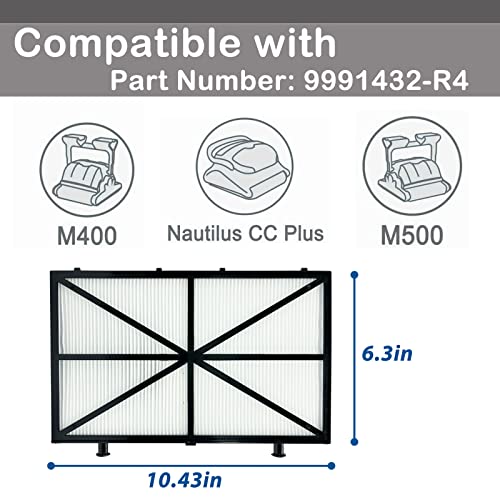 Macaberry M400 Ultra Fine Cartridge Filter Panels Compatible with Dolphin m400, m500 and Nautilus CC Plus, Part Number: 9991432-R4 (4Pack)